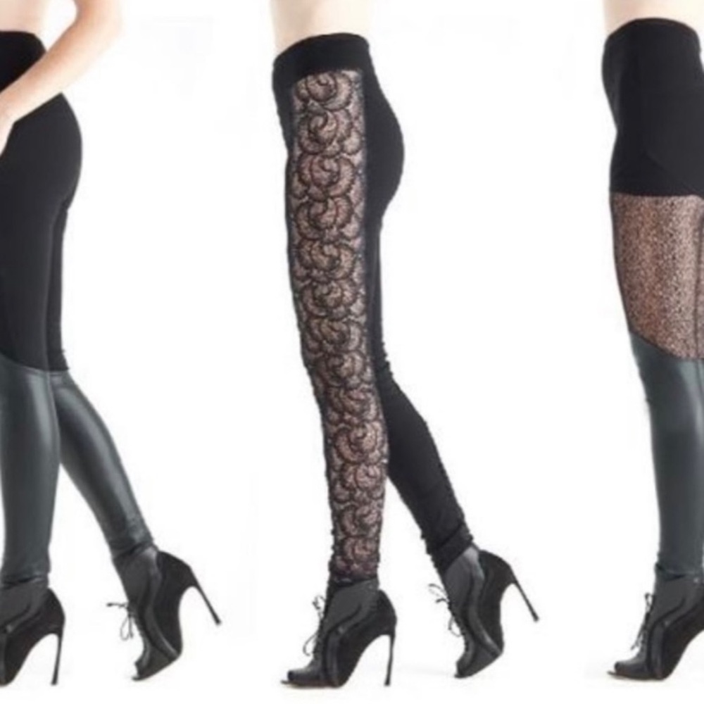 Scallop Black Side Lace Leggings